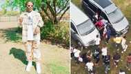 3 Videos of Focalistic getting mobbed by a large crowd after performing in Mamelodi trend, Mzansi scared for life by the behaviour