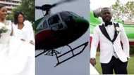 Video of beautiful bride arriving at her wedding venue in helicopter pops up