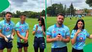 "Sitting with body aches": Afrikaans influencer duo practise with Handre Pollard and the Blue Bulls