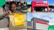 A woman showcased a R39.95 online purchase of baked goods bundle with generous SPAR treats