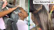 Woman relaxes after 10 years with 4c hair, TikTok video of length fascinates Mzansi