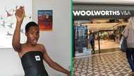 Man rocks Woolworths little black dress made from shopping bags in TikTok video, SA amused