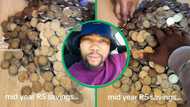 SA man flaunts R6 500 mid-year savings, video of him counting R5 coins inspires TikTokkers