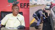 Julius Malema sparks controversy with Twitter post of cops changing tyre