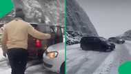 "Stop the cars and wait": SA motorists' drama in the snow on the R58 has Mzansi concerned