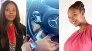 “Yhuu mntase”: Mzansi showers woman with praise as she flexes her flashy Merc