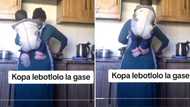 Video shows mom going through the most as she tries to cook with a restless baby on her back, Mzansi astounded