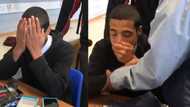 Boy moved to tears as classmates gift him a phone and matric jacket