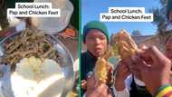 Gauteng schoolkids eating pap and chicken feet go viral, TikTok praise them for breaking lunchbox stigma