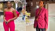 Talented lady shows off pink jumpsuit with big 3D bow, peeps love the creativity