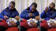 Funny video of dad feeding baby while sneaking in a bite for himself gives SA the feels: “Eat dad, eat nana”