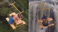 "Death by romance": Daring duo's risky picnic over high waterfall has Mzansi questioning life