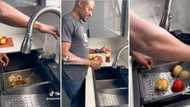 Mzansi reacts to fancy sink as man washes glasses and veggies in viral video: "I know this is 2 million"