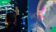 "Mom just got there and already showing off": Stunning rainbow cloud lights up sky and causes global awe