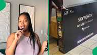 "A God that restores": SA woman celebrates new TV a year after selling old one to pay rent