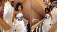 Woman's wedding dress made from plastic eating utensils has TikTok viewers in tears over unique design