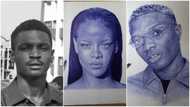 Young artist draws celebs Wizkid and Rihanna with only pen and paper
