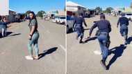 Video of SAPS officers chasing young woman evokes some hilarious responses from the people of Mzansi