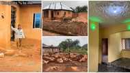 Lady celebrates building house for family, video of entire process causes stir as netizens marvel at how she did it