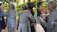 Woman honours heroic grandfather on graduation day, video of old man wiping her tears goes viral