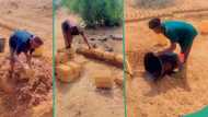 "Stop buying cement": Man displays alternative way to build a house without cement, video emerges