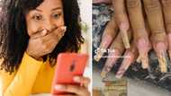 Mzansi has hilarious reaction to manicure created with cut-up R20 banknote: "Nizoboshwa shame"