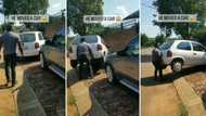 Big man moving Corsa Lite in his way has SA peeps cracking jokes: "This is what I wish my husband could do"