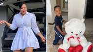 Anele Mdoda shares snaps of her adorable son's Valentine's Day presents: "He won't tell me who she is"