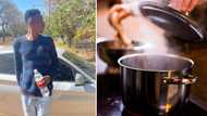Unsettled man shares pictures of his friends cooking a snake for lunch and the people of Mzansi go in hard