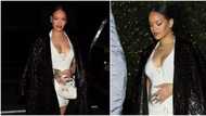 Rihanna shows off baby bump in white top, tiny shorts while celebrating 35th birthday