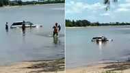 Caught on camera: Man sinks boujee Range Rover while trying to impress bystanders