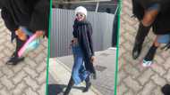 South African woman whips out slops from high heel boots in hilarious TikTok video Mzansi reacts