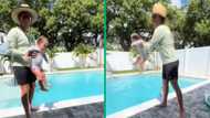 Video of toddler being thrown into the pool has Mzansi shook: “I’d drown if that was me”