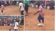 Too smooth: Little boy in uniform gives fast and smooth legwork in front of crowd while doing a Michael Jackson move