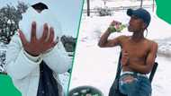 SA jokes about snow mid-spring, pics of shirtless guys drinking with snowman amuse Mzansi