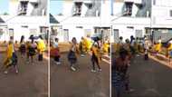 White woman does Xibelani dance with Tsonga women for Heritage Day