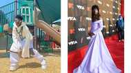 Lil Nas drops jaws at VMAs after showing up draped in unique purple outfit
