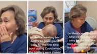 Separated by COVID-19: Sweet old lady sheds tears after meeting her great grandchild for the first time