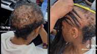 Pretoria salon braids balding gogo's hair into tight updo, Mzansi feels the pain, "Chiskop once"