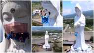 Workers spend 3 hours placing facemask on huge statue in Japan, 56m high