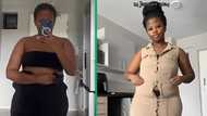 Mzansi woman fits into trendy dress after 3-month weight loss journey thanks to banting diet