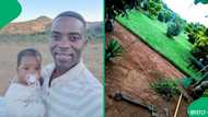 "This is a real man": Proud dad shares baby essentials bought with garden cleaning salary, SA moved