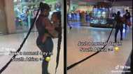 Woman rocking meters long braid and baby with matching hair in mall has TikTok users laughing