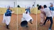 Rakgadi challenge: Whole trash can thrown at woman in funny video