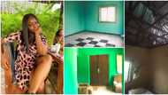 Young lady shares photos as she finally completes father's house with her savings after many years