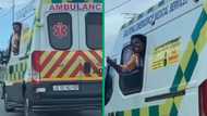 TikTok video shows ambulance passenger waving at cars in traffic, Mzansi viewers love the spectacle
