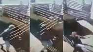 "Eina": Saffas react to video of bakkie gate flinging open, knocking woman over