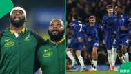 Video of Siya Kolisi and Ox Nche looking like elite bodyguards for Chelsea star trends, SA reacts