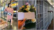 Man serving jail term in us prison writes his girlfriend love note, lady shares photo of flowers he sent