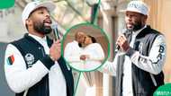 Sizwe Dhlomo wins hearts with sharp look at Anele Mdoda's engagement party: "No cowboy vibes this time"